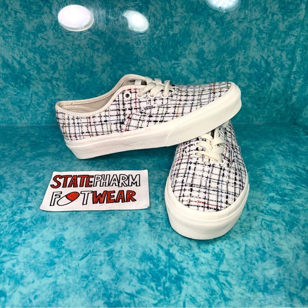 Vans Authentic Plaid Women’s White Retro Low Top Fabric Shoes Sneakers